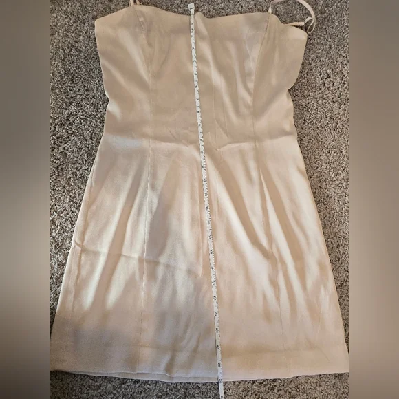 Aritzia Sunday Best Satin Cream Mini Dress Size 8 - Picture 9 of 12